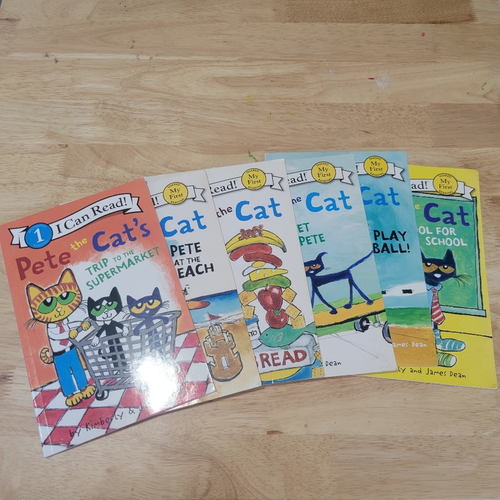 Bundle Of (6) Six Pete the Cat Books Beginning Reading Level 1 Gift, EUC